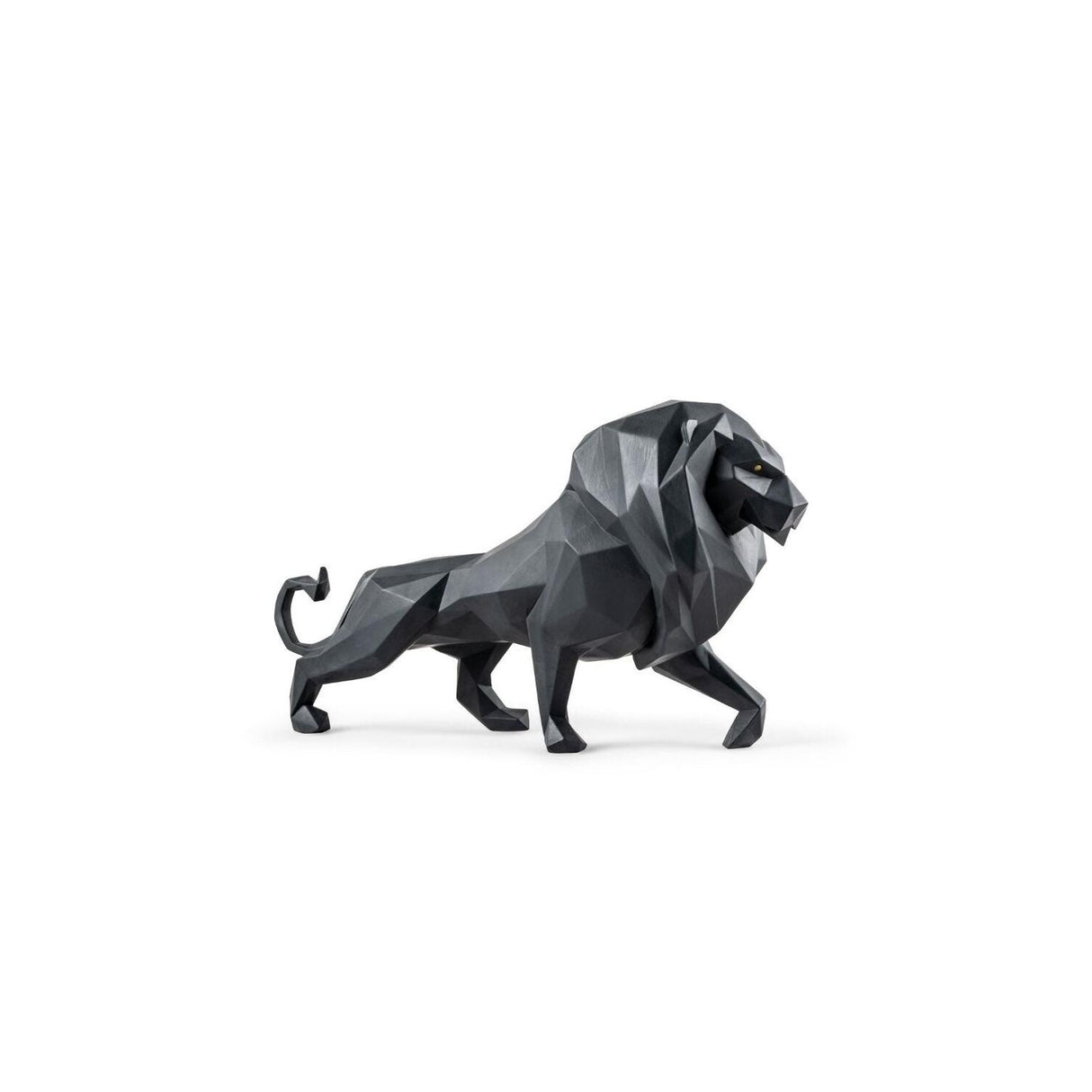Lladró Scultura Leone Nero Opaco 25x48cm Porcellana