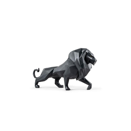 Lladró Scultura Leone Nero Opaco 25x48cm Porcellana