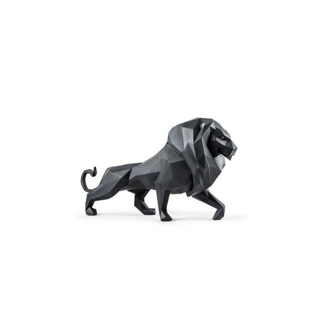 Lladró Scultura Leone Nero Opaco 25x48cm Porcellana