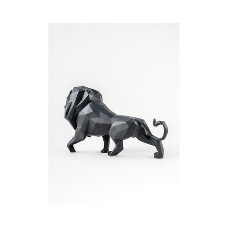 Lladró Scultura Leone Nero Opaco 25x48cm Porcellana