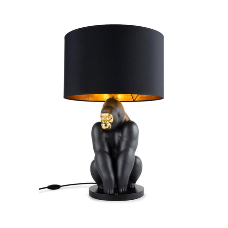Lladró Lampada Gorilla Nero Oro 63x40cm Porcellana