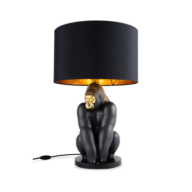 Lladró Lampada Gorilla Nero Oro 63x40cm Porcellana