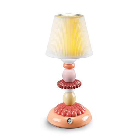 Lladró Lampada da Tavolo Firefly Lotus Corallo 28x12cm Porcellana