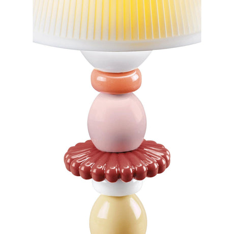 Lladró Lampada da Tavolo Firefly Lotus Corallo 28x12cm Porcellana