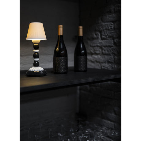 Lladró Lampada da Tavolo Firefly Palm Bianco e Nero 30x12cm Porcellana