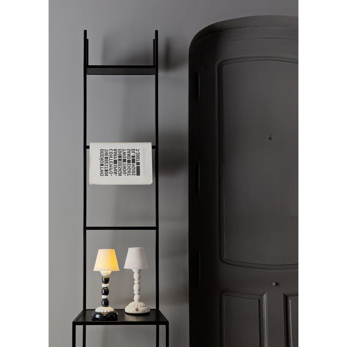 Lladró Lampada da Tavolo Firefly Palm Bianco e Nero 30x12cm Porcellana