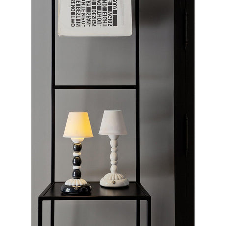 Lladró Lampada da Tavolo Firefly Palm Bianco e Nero 30x12cm Porcellana