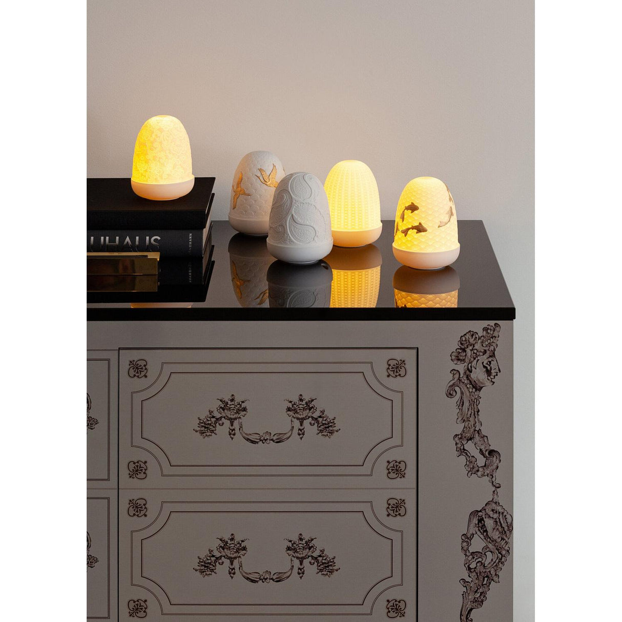 LLADRO' Lampada da Tavolo Cranes Dome 15x11cm Porcellana