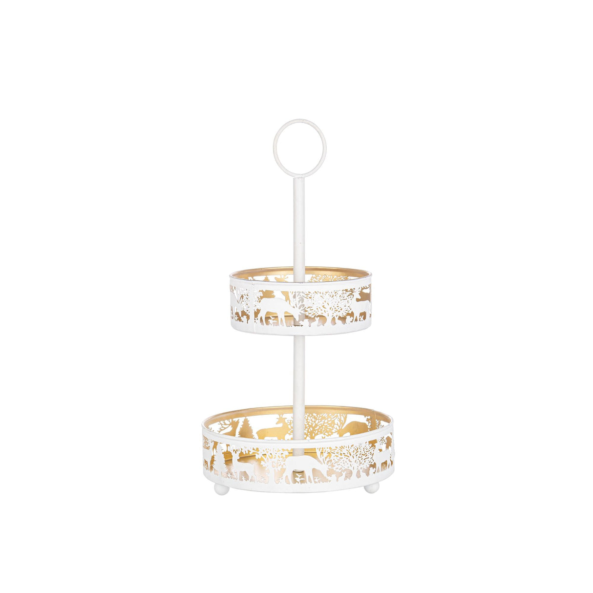 BIZZOTTO 2 Tier Christmas Table Stand 20x37cm White Metal