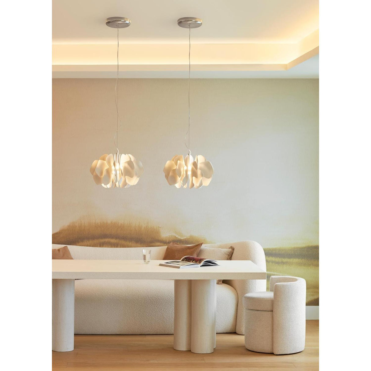 LLADRO' Nightbloom Lampada Sospesa 40cm Bianco 170x47cm Porcellana