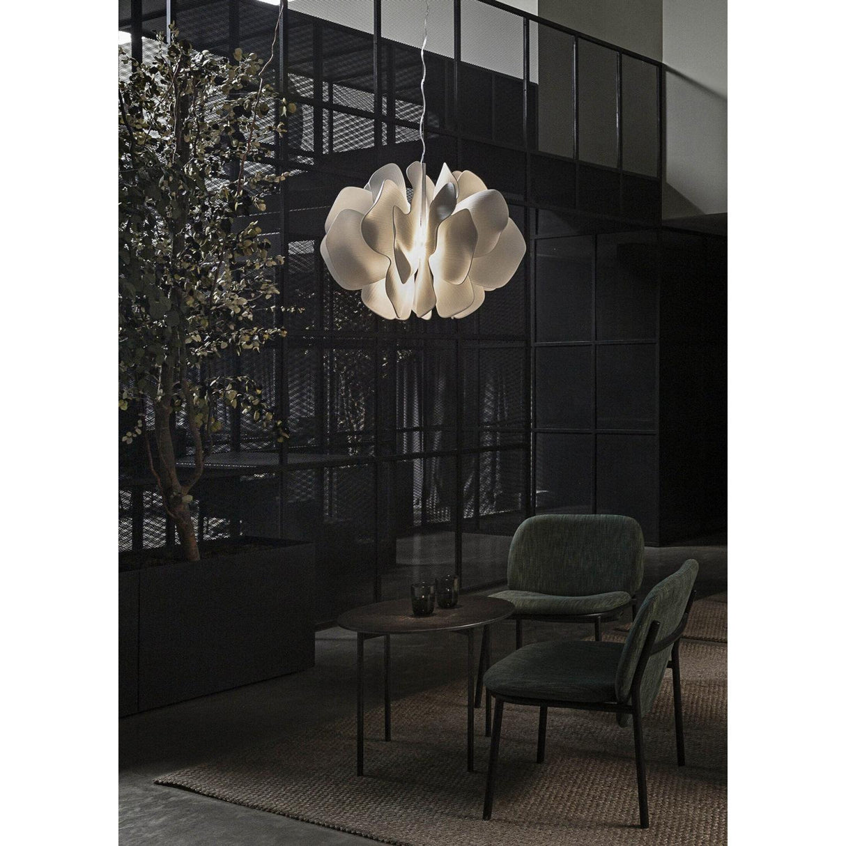 Lladró Nightbloom Lampada Sospesa 40cm Bianco 170x47cm Porcellana