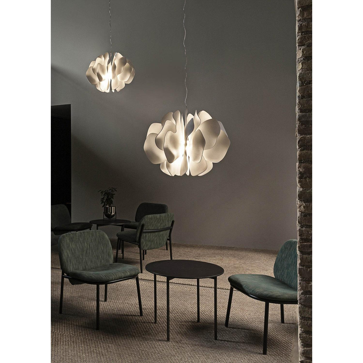 Lladró Nightbloom Lampada Sospesa 40cm Bianco 170x47cm Porcellana