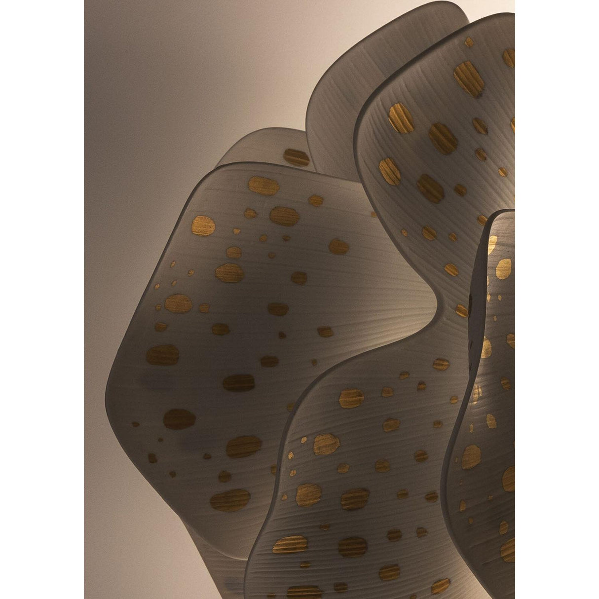 LLADRO' Lampada Sospesa 60cm Nightbloom Bianco e Oro 170x68cm Porcellana