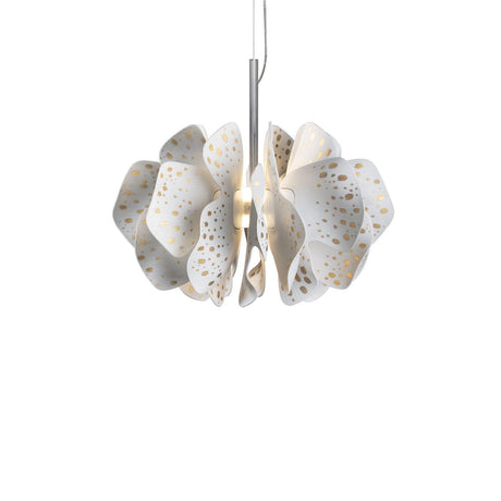 Lladró Lampada Sospesa 40cm Nightbloom Bianco e Oro 170x47cm Porcellana