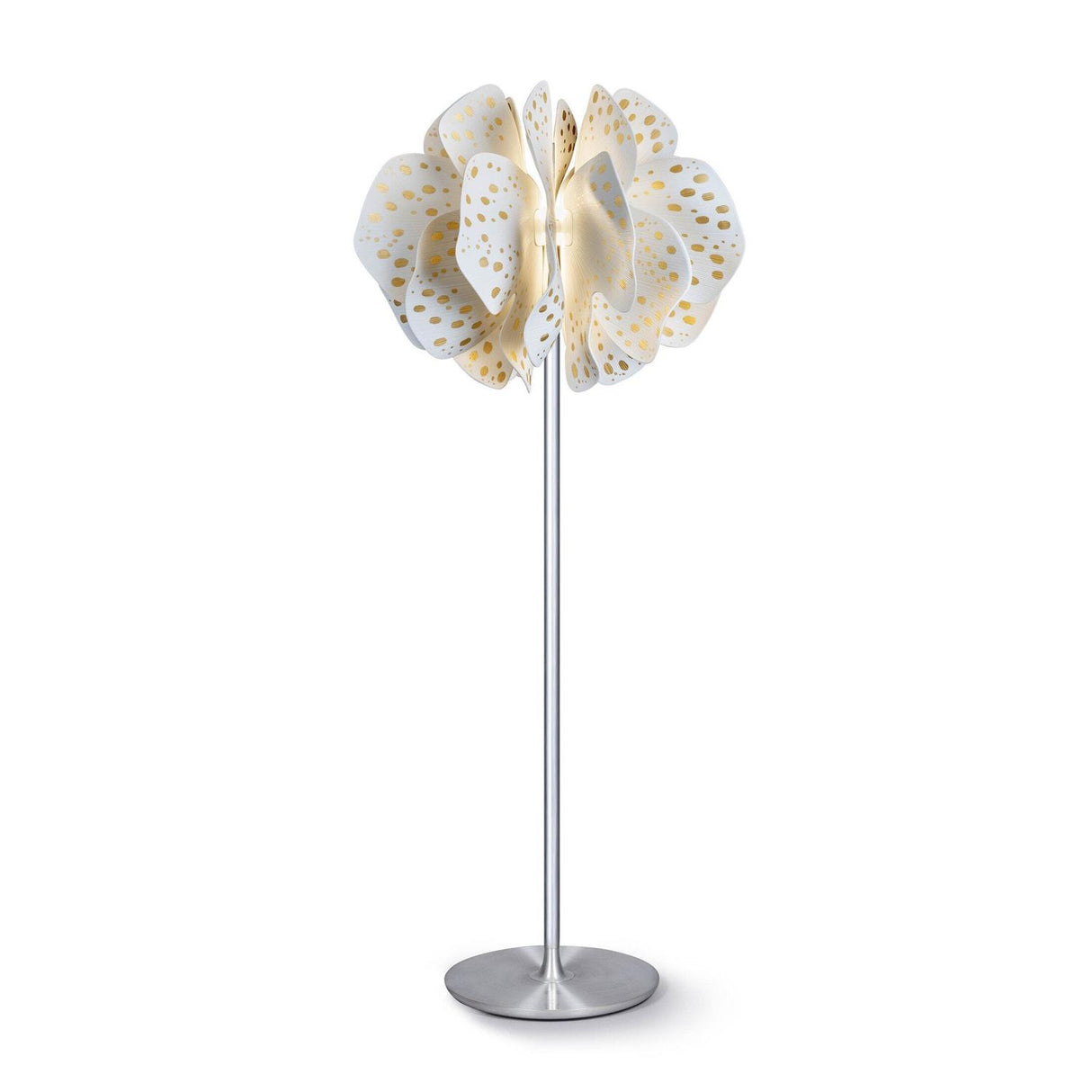 Lladró Lampada da Terra Nightbloom Bianco e Oro 170x68cm Porcellana
