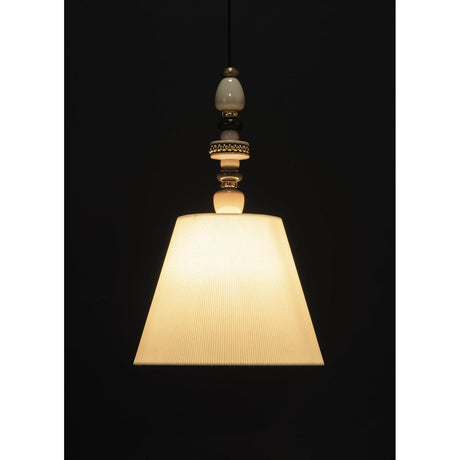 Lladró Lampadario Firefly Rosa e Oro 170x45cm Porcellana