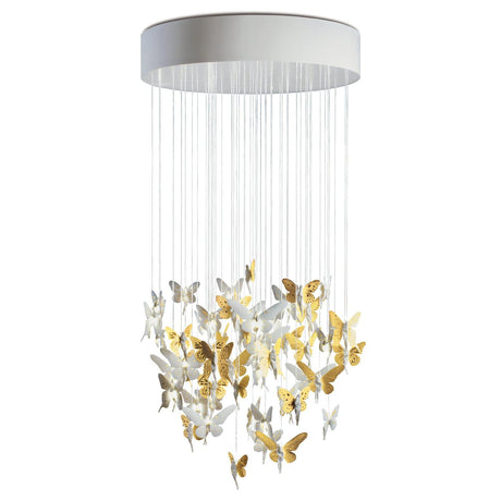 Lladró Chandelier Niagara 080 M Lustro Oro 170x80cm Porcellana