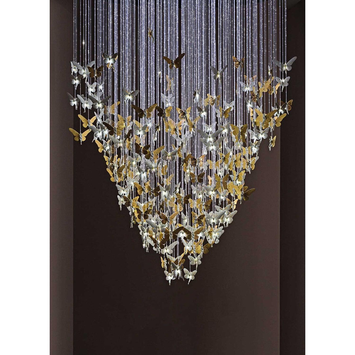 Lladró Chandelier Niagara 080 M Lustro Oro 170x80cm Porcellana