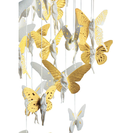 Lladró Chandelier Niagara 080 M Lustro Oro 170x80cm Porcellana