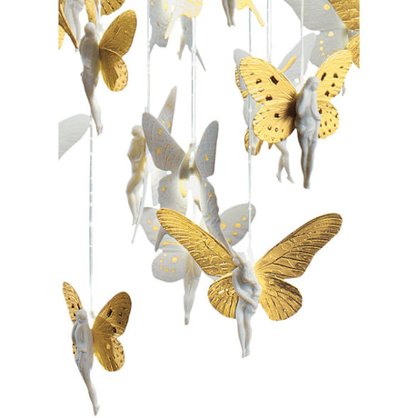 Lladró Chandelier Niagara 080 M Lustro Oro 170x80cm Porcellana