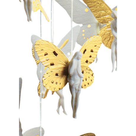 Lladró Chandelier Niagara 080 M Lustro Oro 170x80cm Porcellana