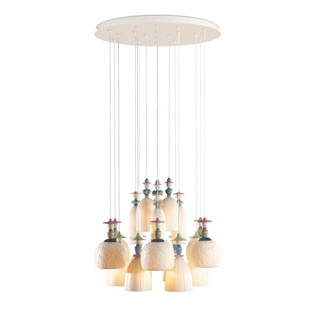 Lladró Chandelier Mademoiselle Danzando Sulla Sabbia 18 Luci 197x86cm Porcellana