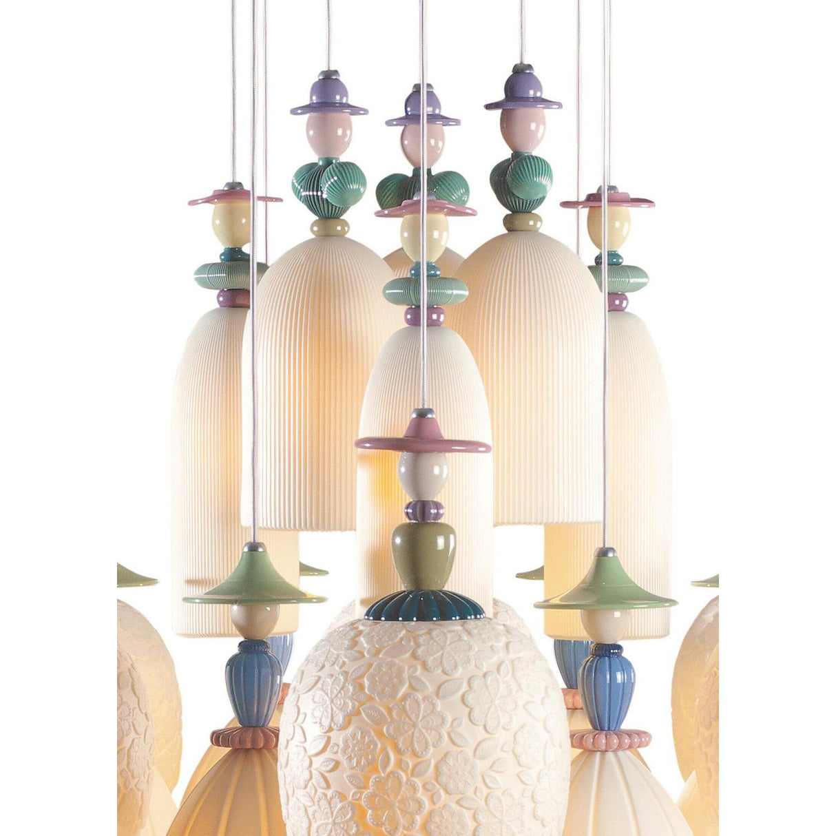 Lladró Chandelier Mademoiselle Danzando Sulla Sabbia 18 Luci 197x86cm Porcellana