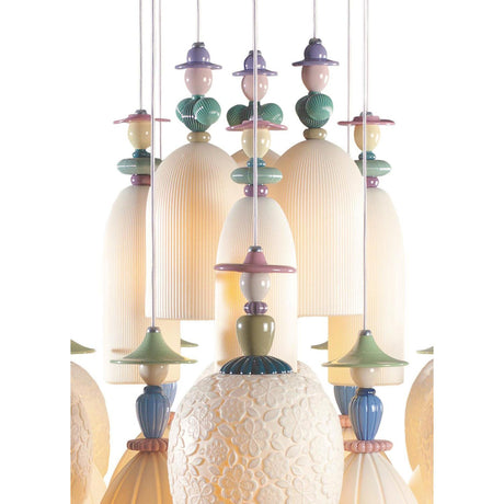 Lladró Chandelier Mademoiselle Danzando Sulla Sabbia 18 Luci 197x86cm Porcellana