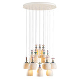 Lladró Chandelier Mademoiselle Passeggiando Tra Le Zagare 24 Luci 197x90cm Porcellana