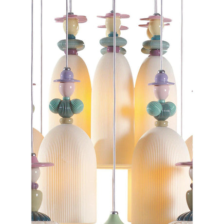 Lladró Chandelier Mademoiselle Passeggiando Tra Le Zagare 24 Luci 197x90cm Porcellana