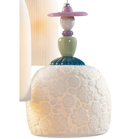 Lladró Lampadario Mademoiselle 4 Luci Camminando per la Spiaggia 197x46cm Porcellana