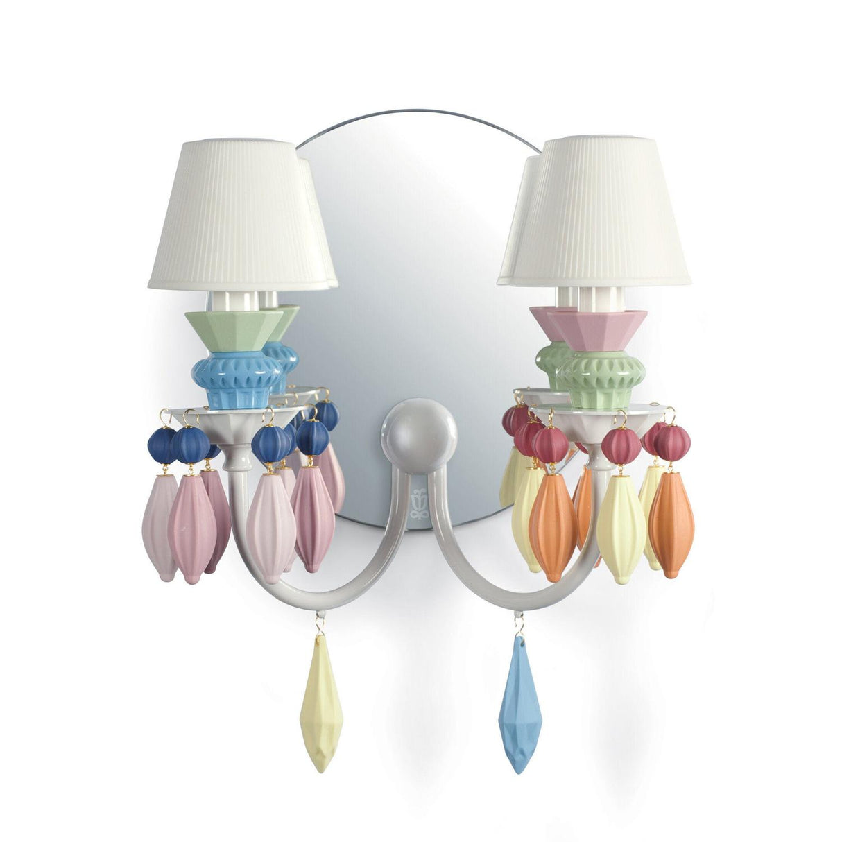 Lladró Applique Belle De Nuit 2 Luci Multicolore 34x27cm Porcellana
