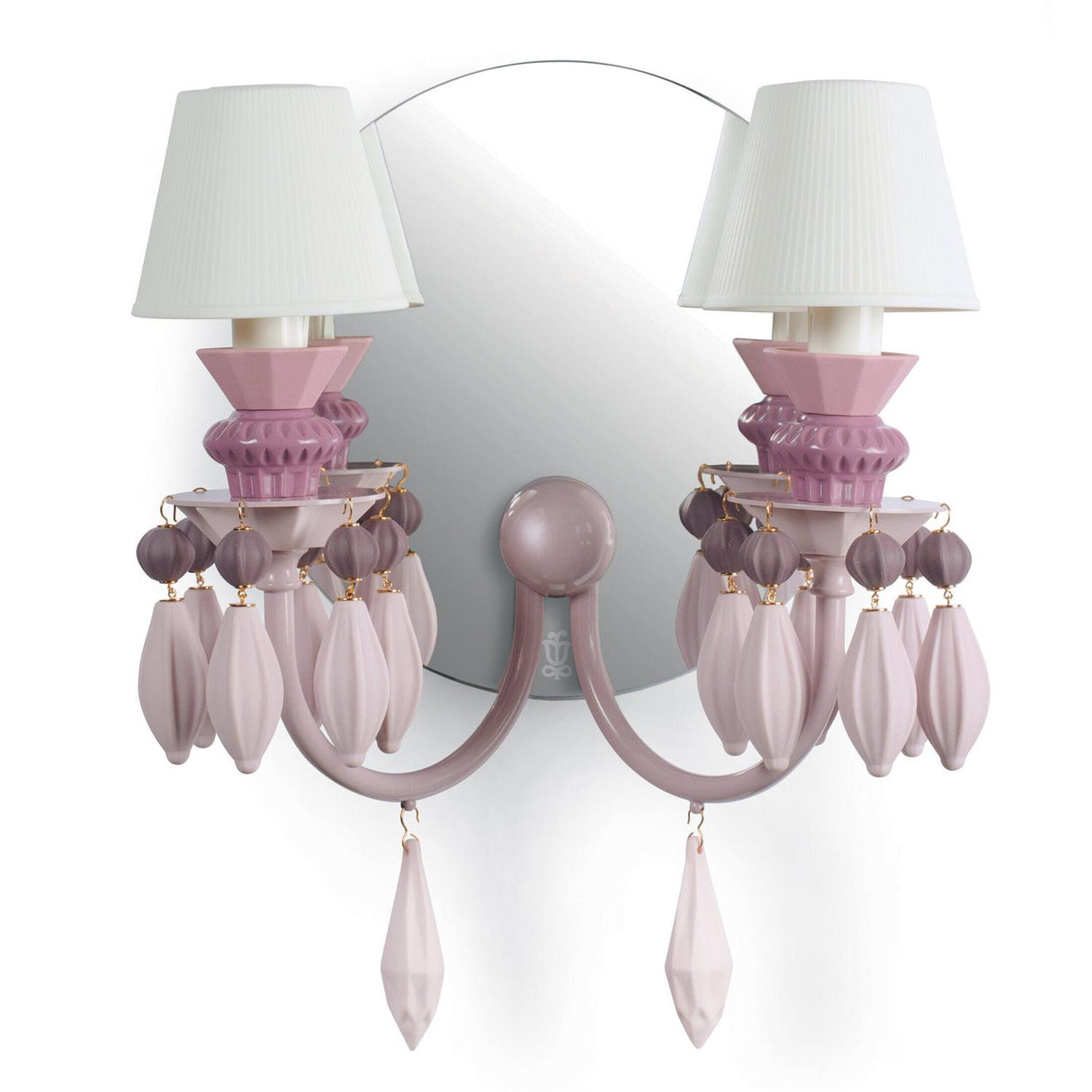 Lladró Applique Belle De Nuit 2 Luci Rosa 34x27cm Porcellana