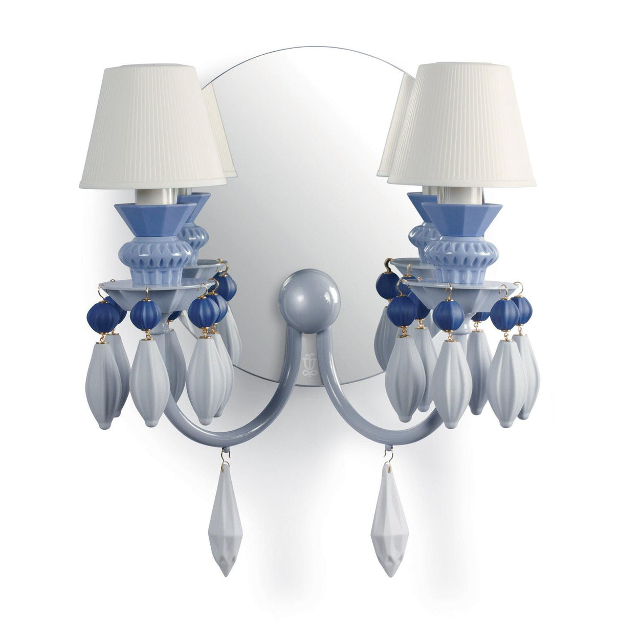 Lladró Applique Belle De Nuit 2 Luci Azzurro 34x27cm Porcellana