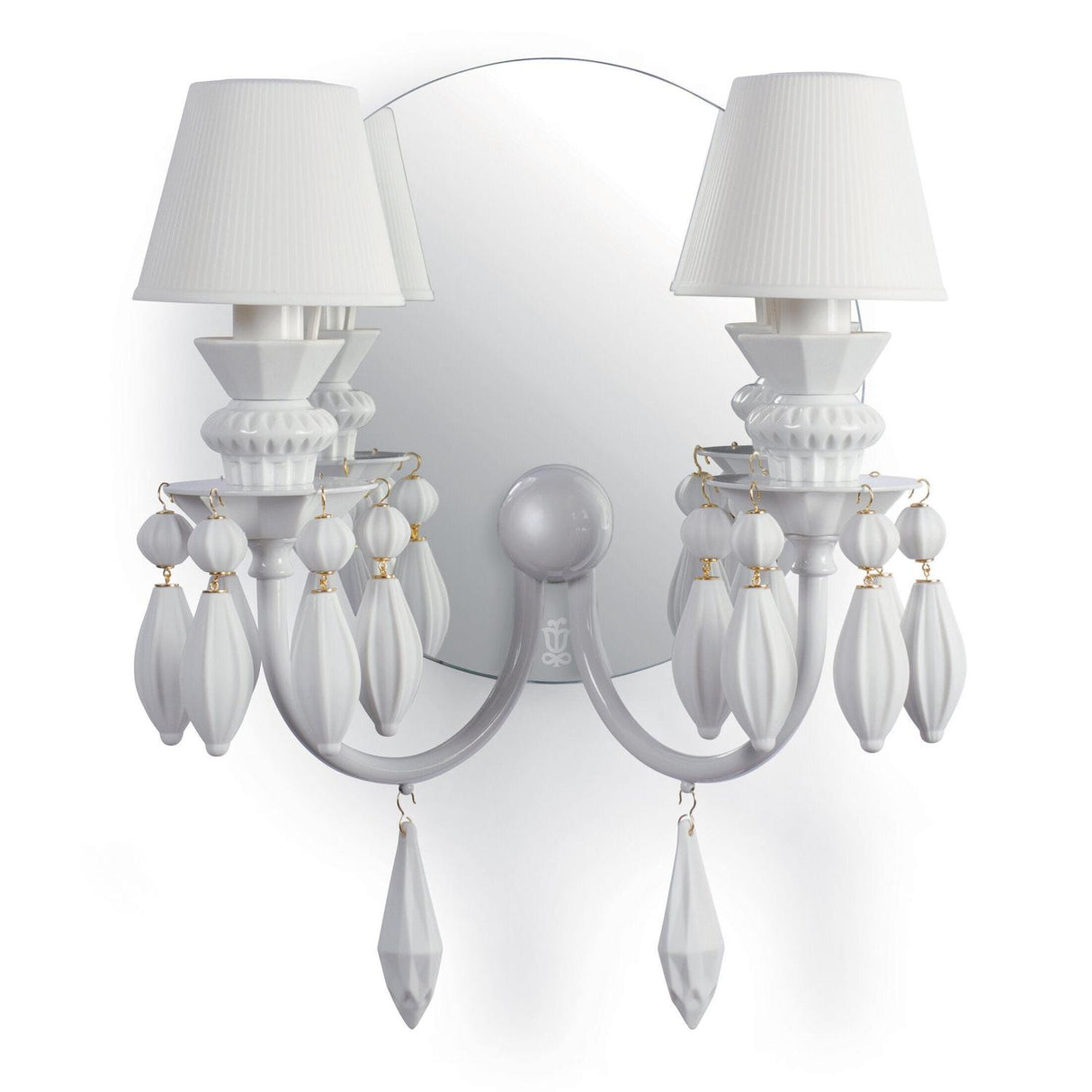 Lladró Applique Belle De Nuit 2 Luci Bianco 34x27cm Porcellana