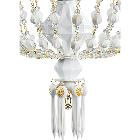 Lladró Chandelier Winter Palace 6 Luci Lustro Oro 115x70cm Porcellana