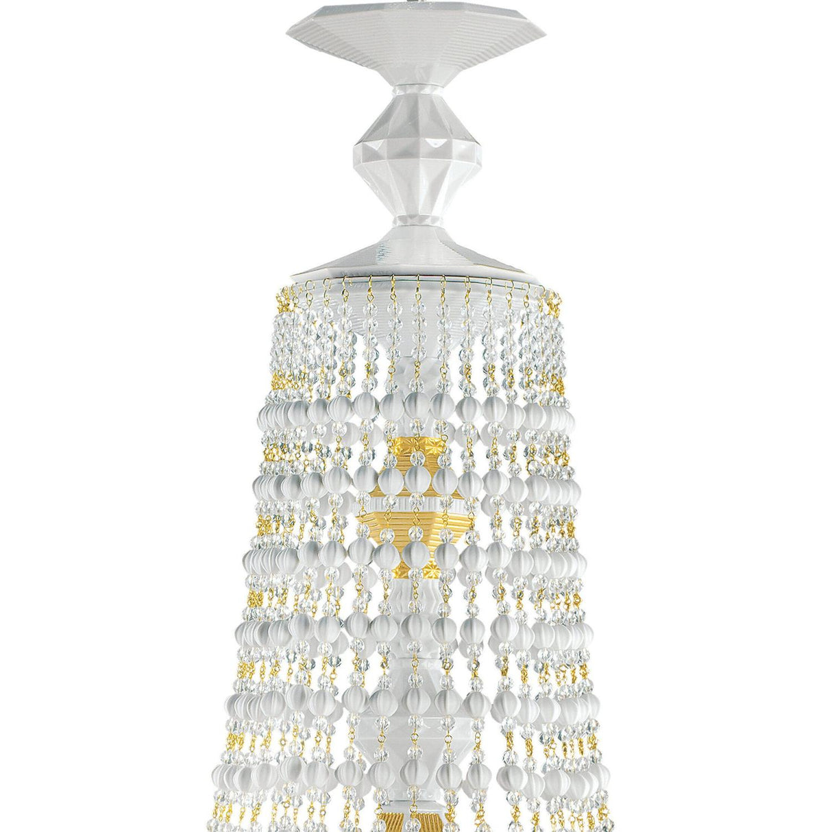 LLADRO' Chandelier Winter Palace 12 Luci Lustro Oro 145x80cm Porcellana
