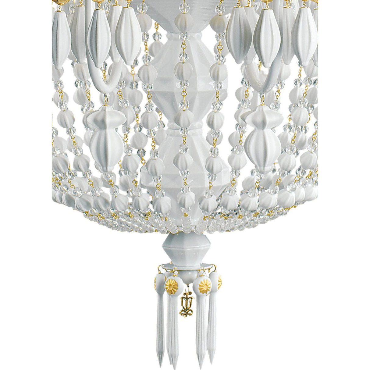 Lladró Chandelier Winter Palace 12 Luci Lustro Oro 145x80cm Porcellana