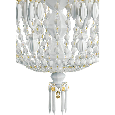 Lladró Chandelier Winter Palace 12 Luci Lustro Oro 145x80cm Porcellana