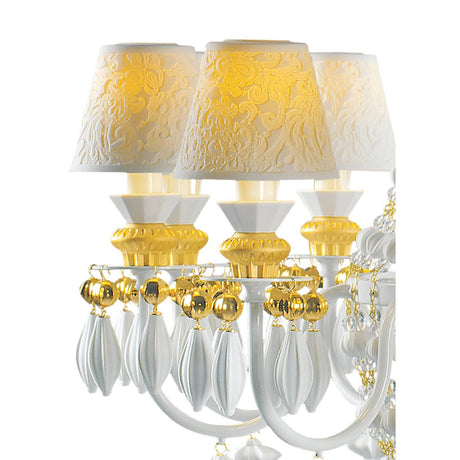 Lladró Chandelier Winter Palace 12 Luci Lustro Oro 145x80cm Porcellana
