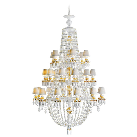Lladró Chandelier Winter Palace 30 Luci Lustro Oro 195x105cm Porcellana