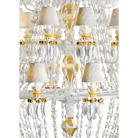 Lladró Chandelier Winter Palace 30 Luci Lustro Oro 195x105cm Porcellana