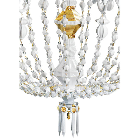 Lladró Chandelier Winter Palace 30 Luci Lustro Oro 195x105cm Porcellana