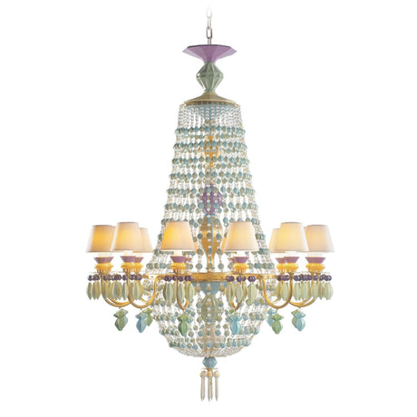 Lladró Chandelier Winter Palace Costa Azzurra 12 Luci 145x80cm Porcellana