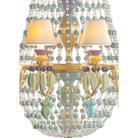 Lladró Chandelier Winter Palace Costa Azzurra 12 Luci 145x80cm Porcellana