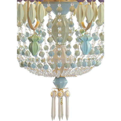 Lladró Chandelier Winter Palace Costa Azzurra 12 Luci 145x80cm Porcellana