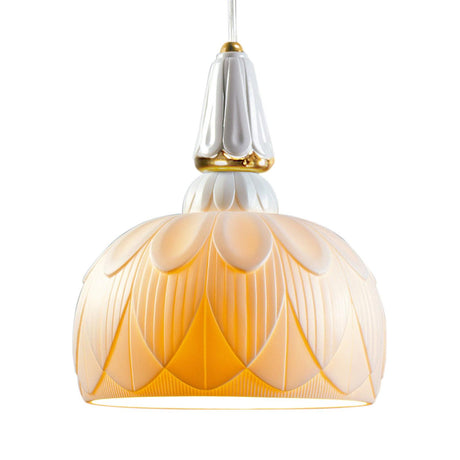 Lladró Lampada da Soffitto Singola Ivy And Seed Oro 195x23cm Porcellana