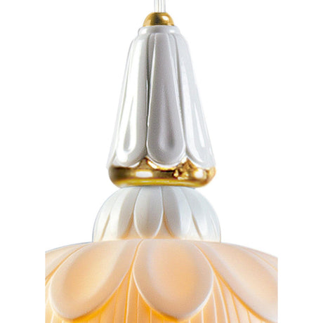 Lladró Lampada da Soffitto Singola Ivy And Seed Oro 195x23cm Porcellana