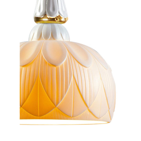 Lladró Lampada da Soffitto Singola Ivy And Seed Oro 195x23cm Porcellana