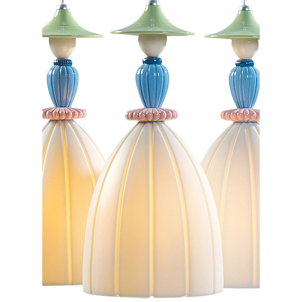 Lladró Lampadario Mademoiselle Composizione Circolare 3 Luci Condividendo Segreti 197x44cm Porcellana